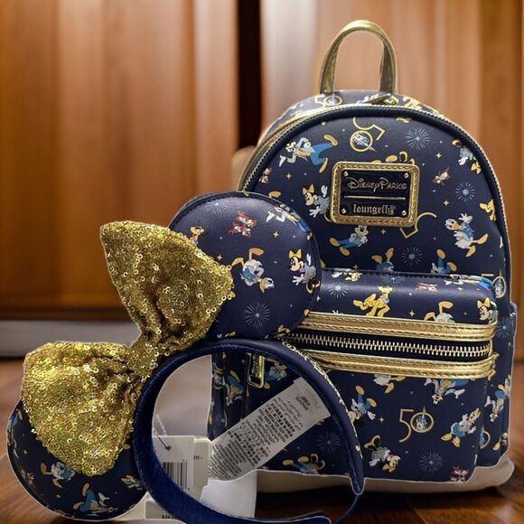 NWT Disney World 50th Anniversary Loungefly Backpack AND Ears - Picture 1 of 6